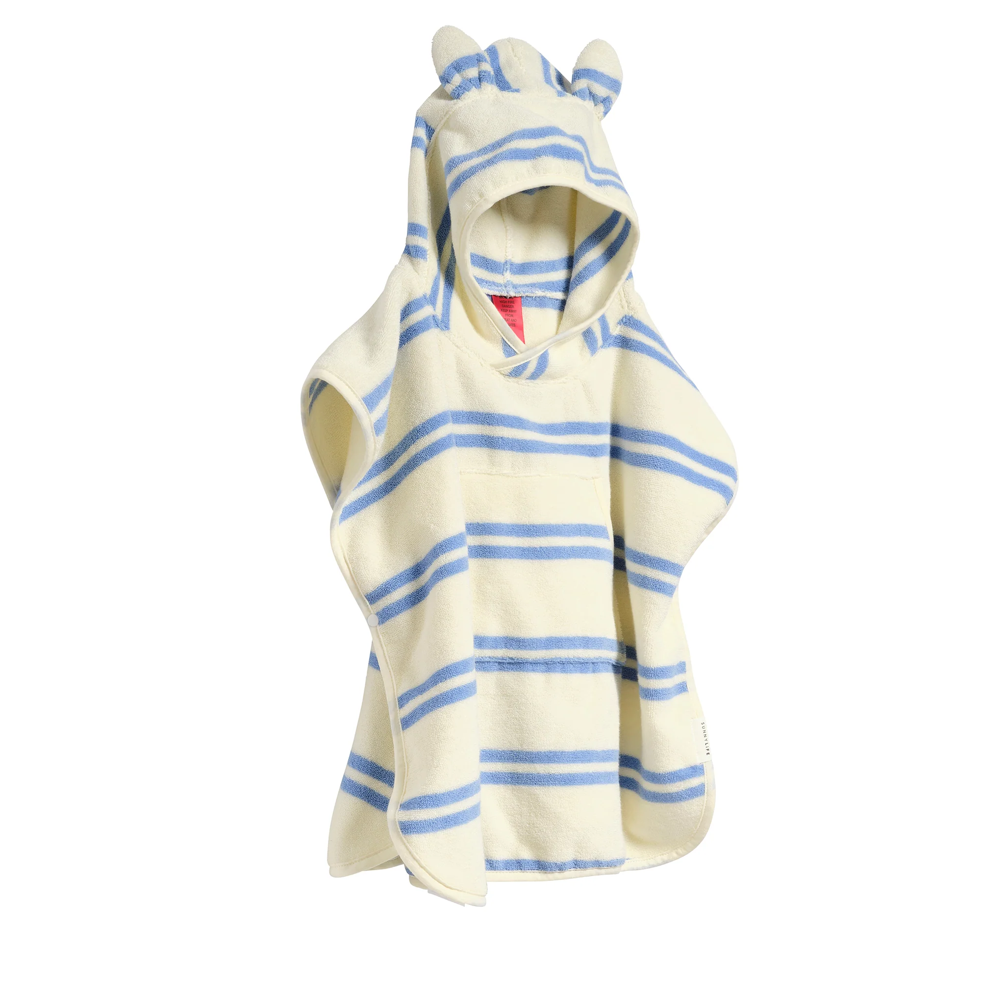 Kids Beach Poncho Towel - Sammy the Seagull Blue Stripe - Image 7