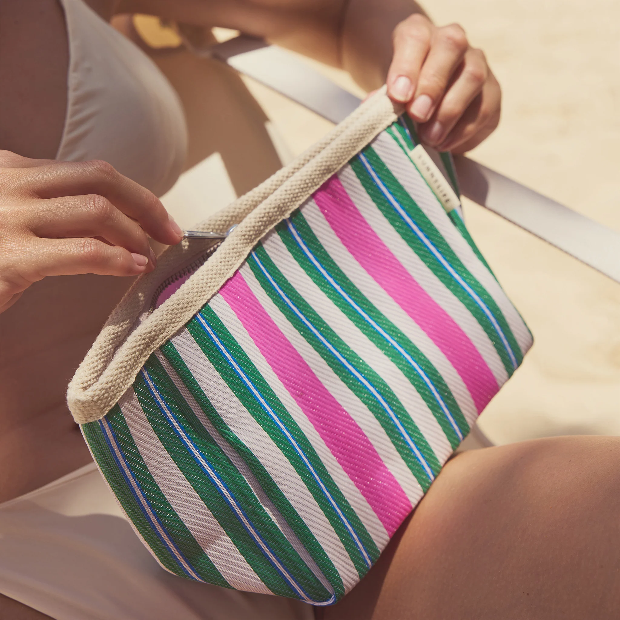 Waterproof Beach Pouch – Seagrass Green Multi - Image 3