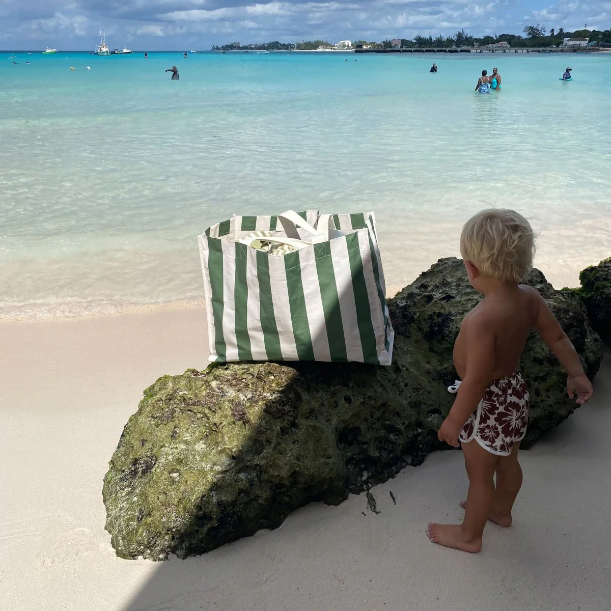 Carryall Beach Bag - The Vacay Olive Stripe - Image 4