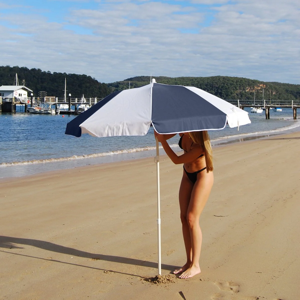 Compact Beach Umbrella - Marine Stripe - Image 3