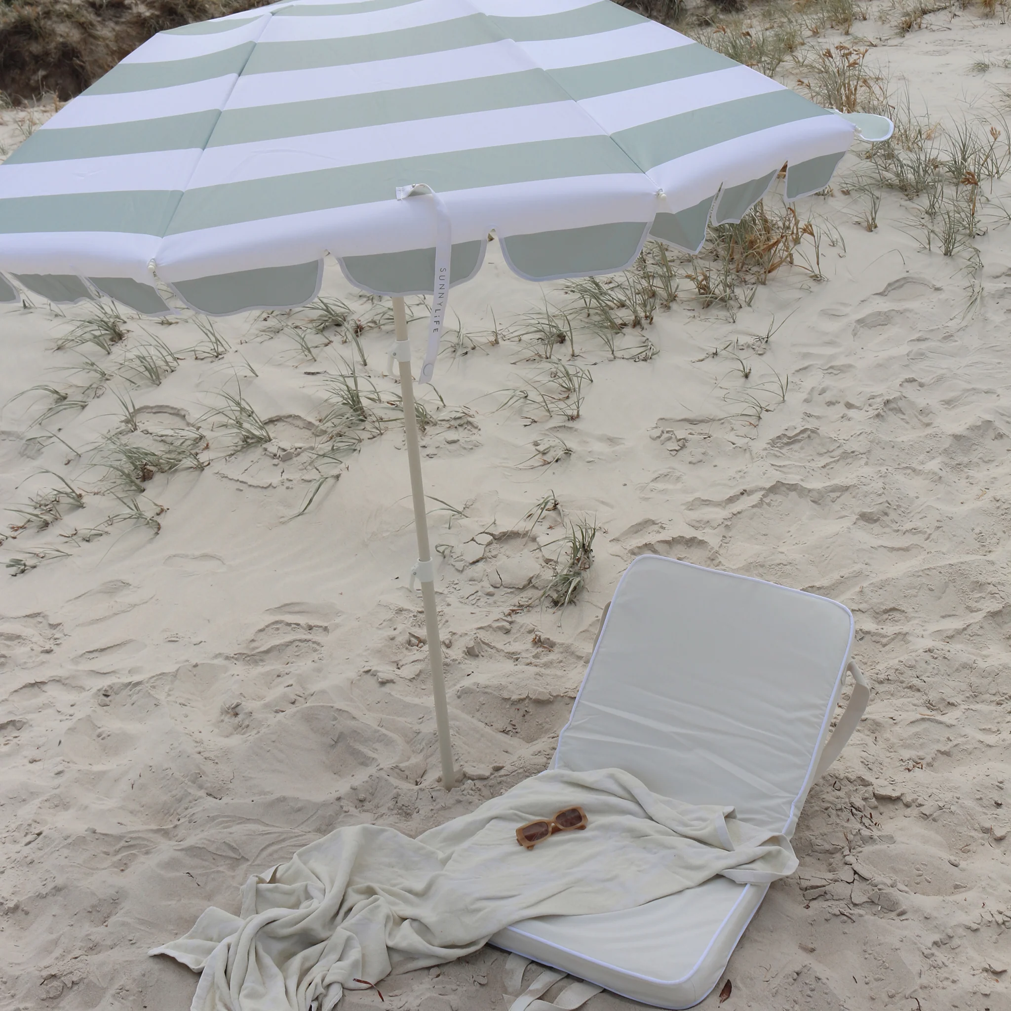 Compact Beach Umbrella - Sea Sage Stripe - Image 3