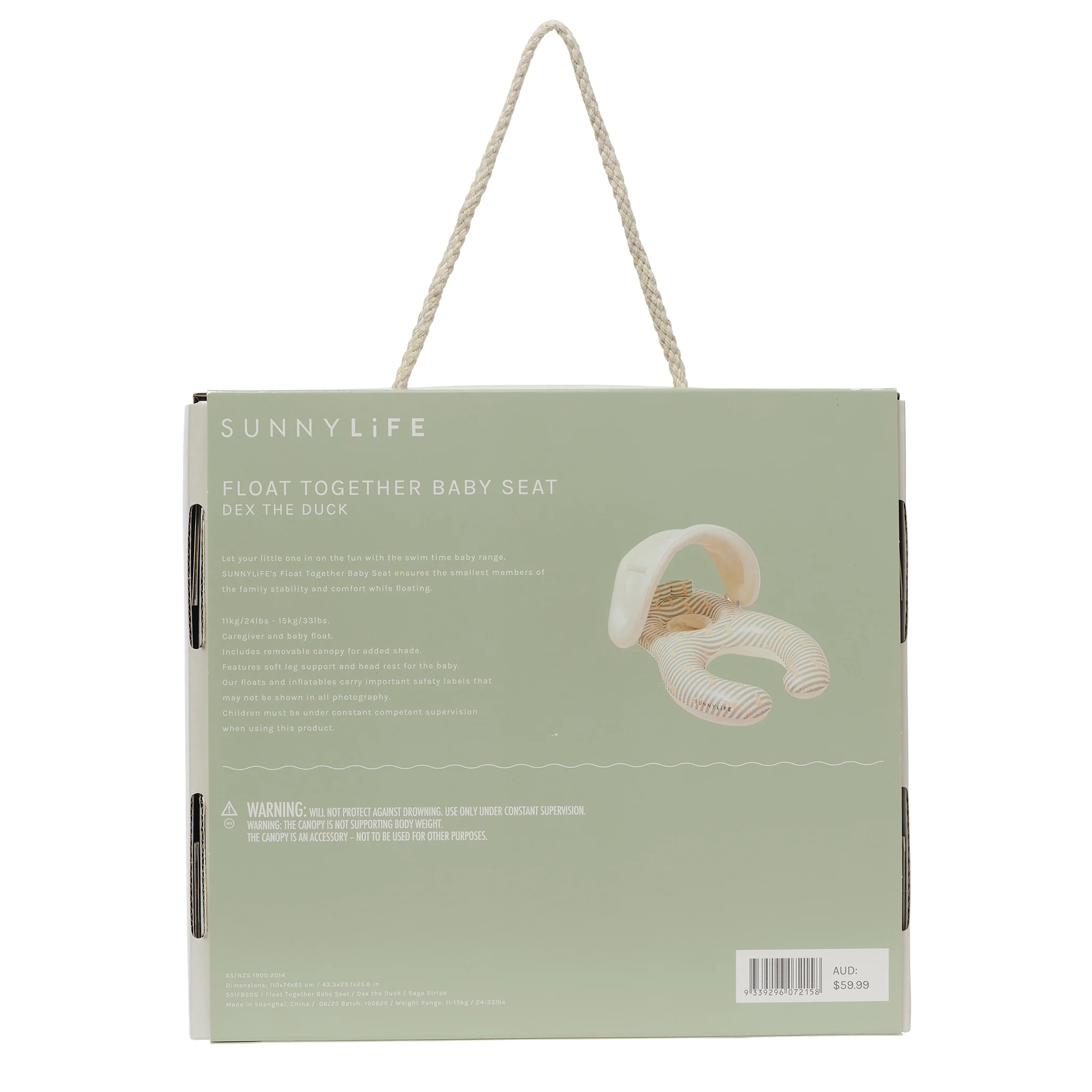 Float Together Baby Seat - Duck Sage Stripe - Image 8