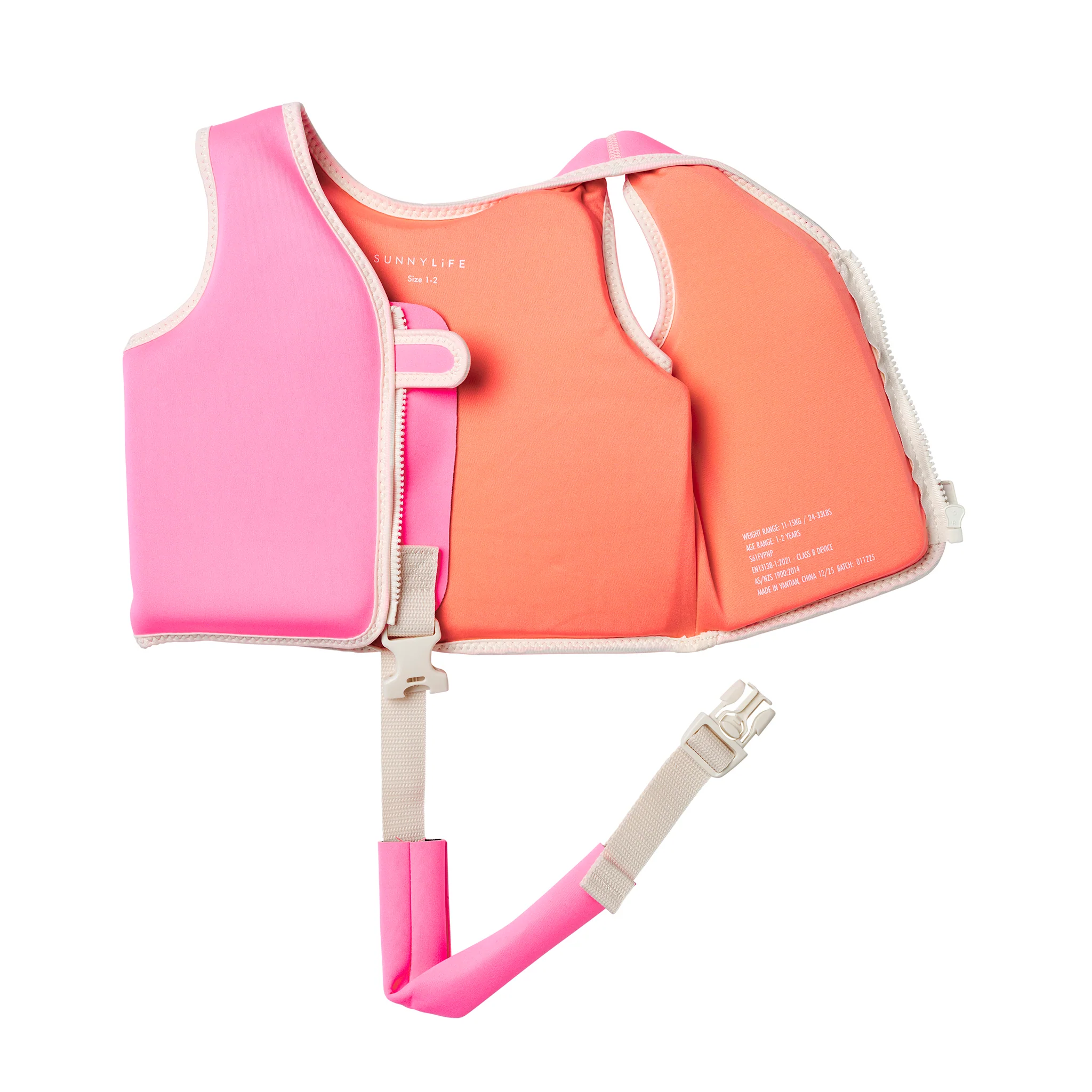 Kids Swim Vest 1-2 - Poppy the Peach Neon Pink - Image 5