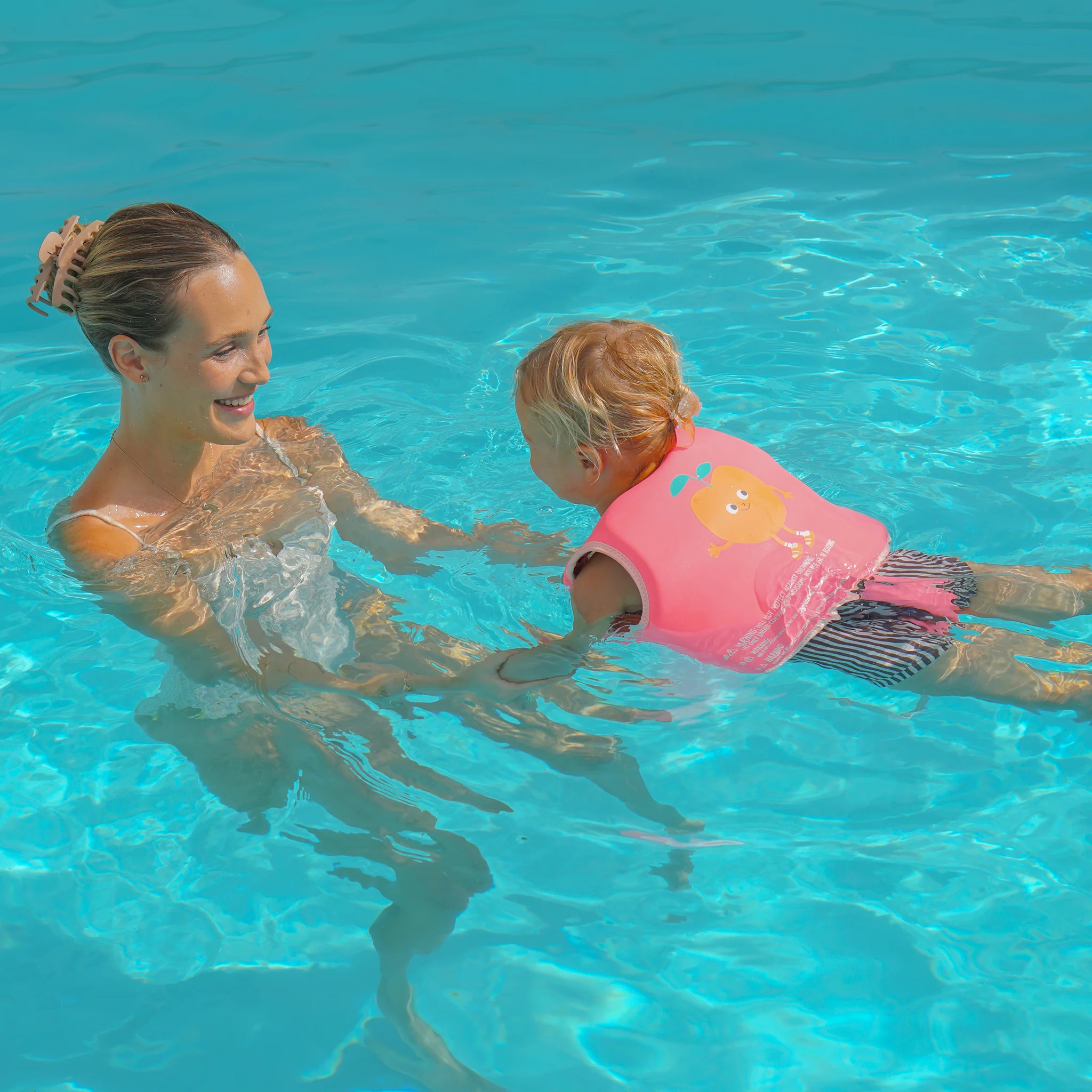 Kids Swim Vest 2-3 - Poppy the Peach Neon Pink - Image 3