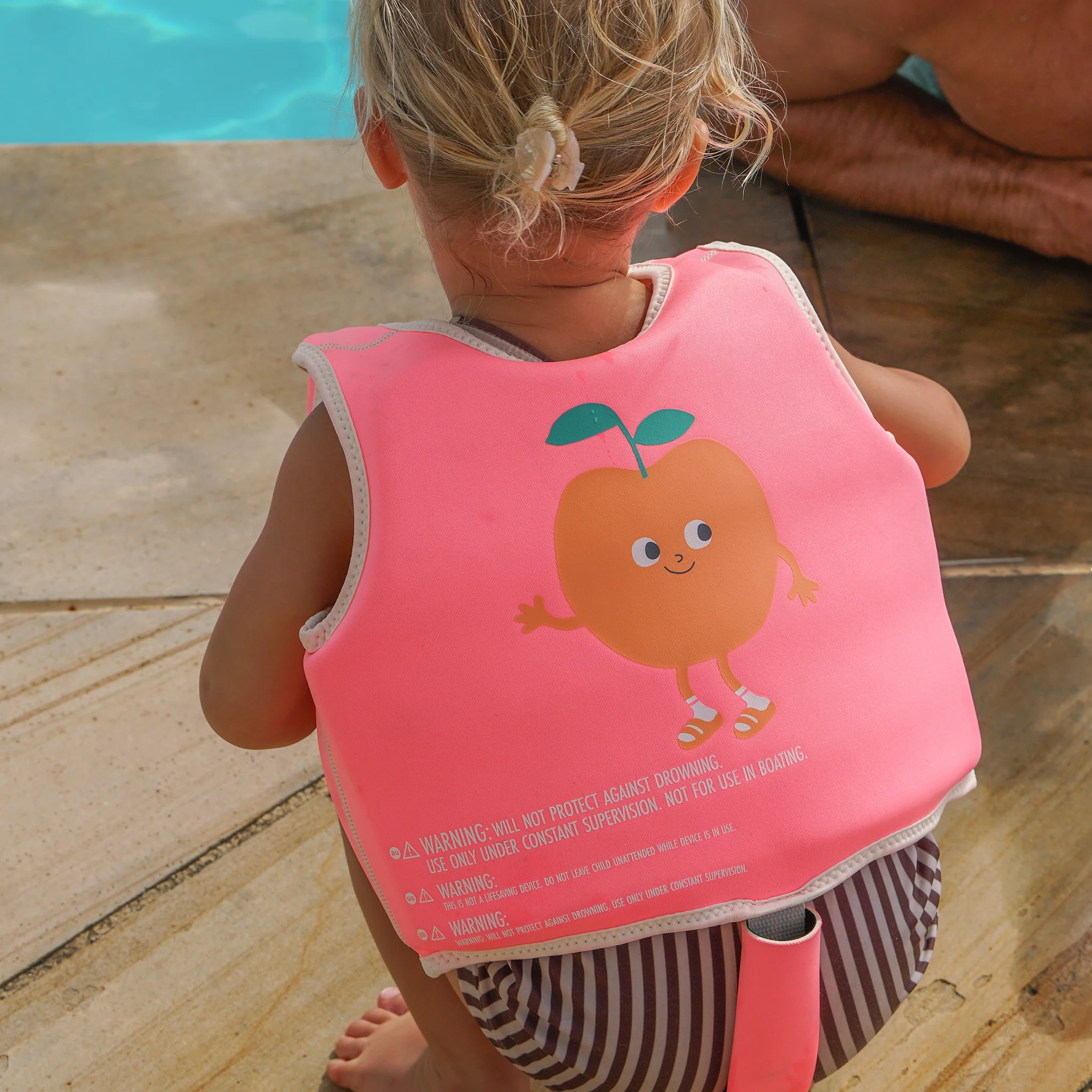 Kids Swim Vest 2-3 - Poppy the Peach Neon Pink - Image 5