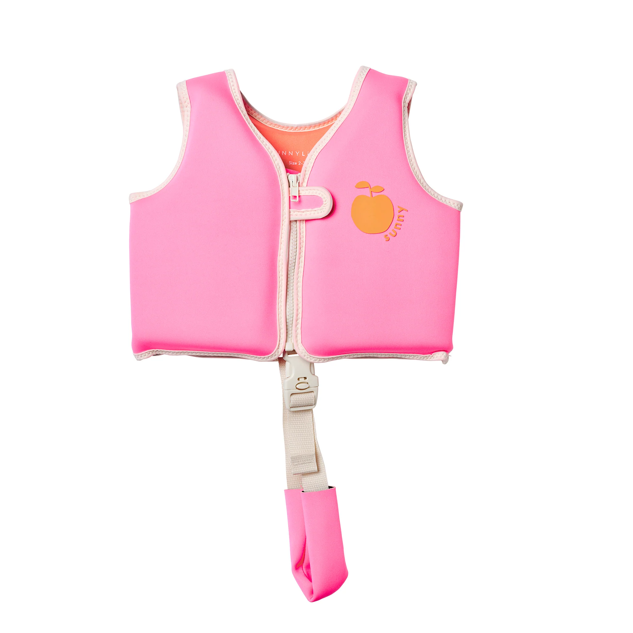 Kids Swim Vest 2-3 - Poppy the Peach Neon Pink - Image 6