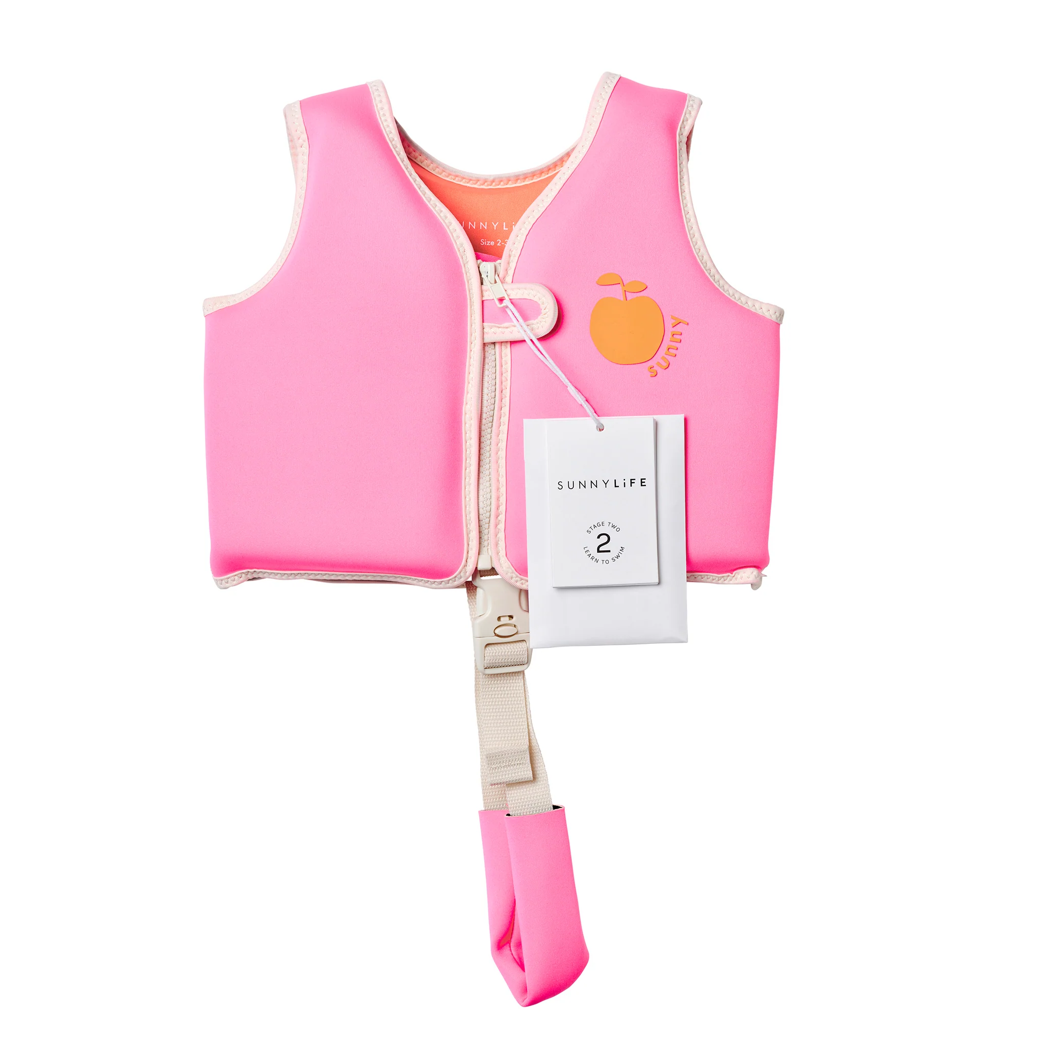 Kids Swim Vest 2-3 - Poppy the Peach Neon Pink - Image 9