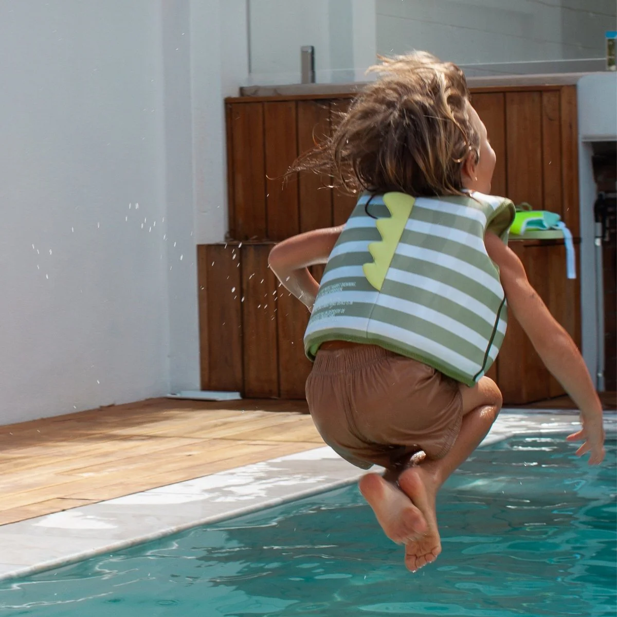 Kids Swim Vest 3-6 - Into the Wild Green Stripe - Image 3