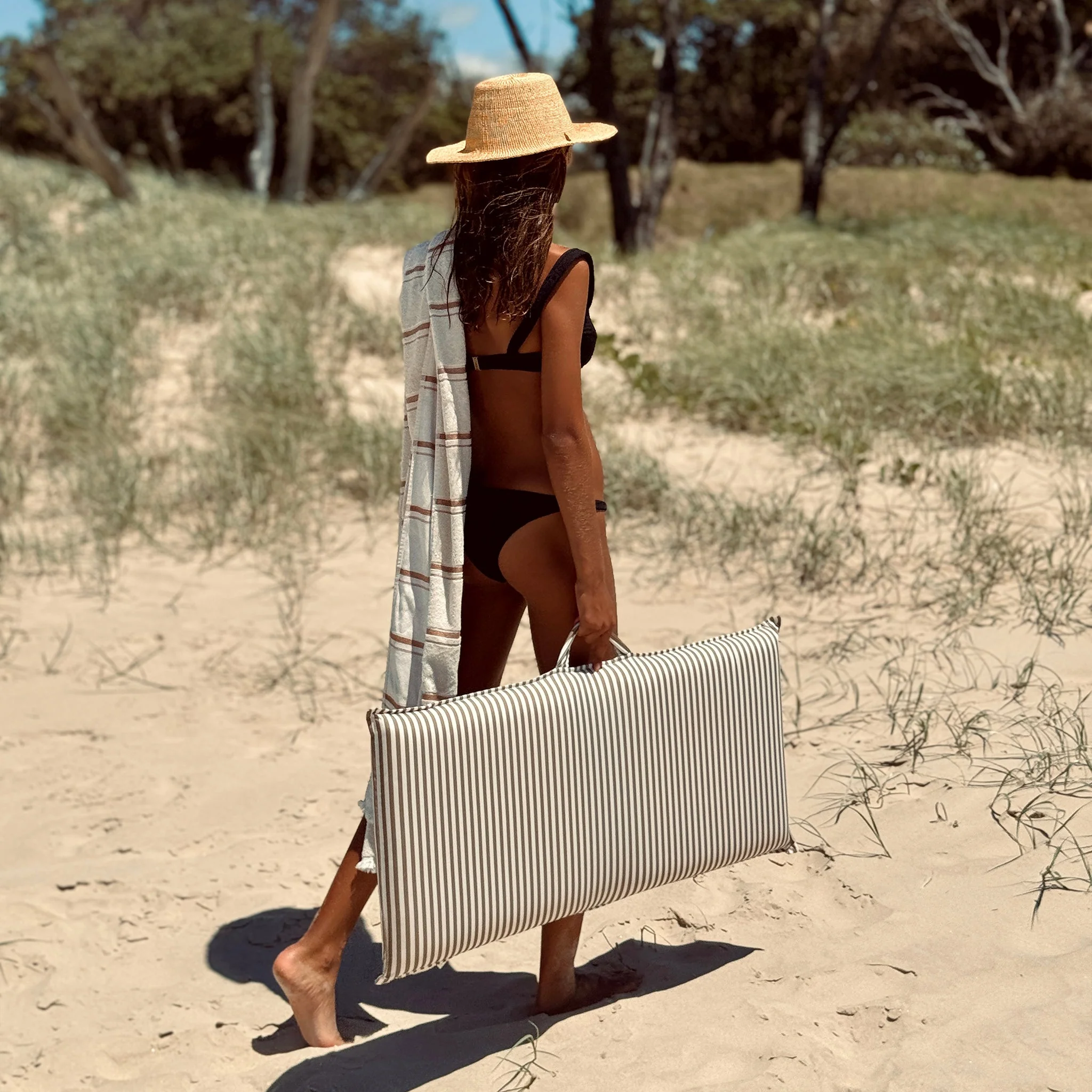 Folding Seat - The Vacay Taupe Stripe - Image 4