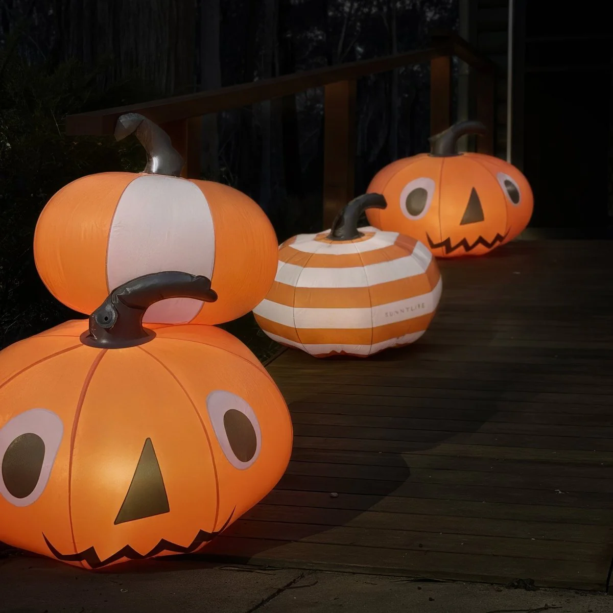 Light Up Orange Inflatable Halloween Pumpkins Set of 3 - Image 3