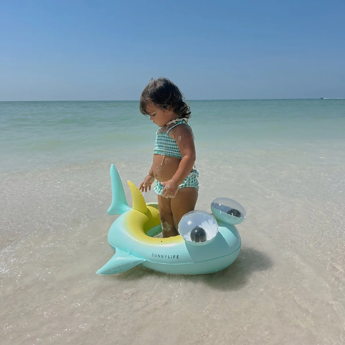 Kids Tube Pool Ring - Salty the Shark Blue - Image 3