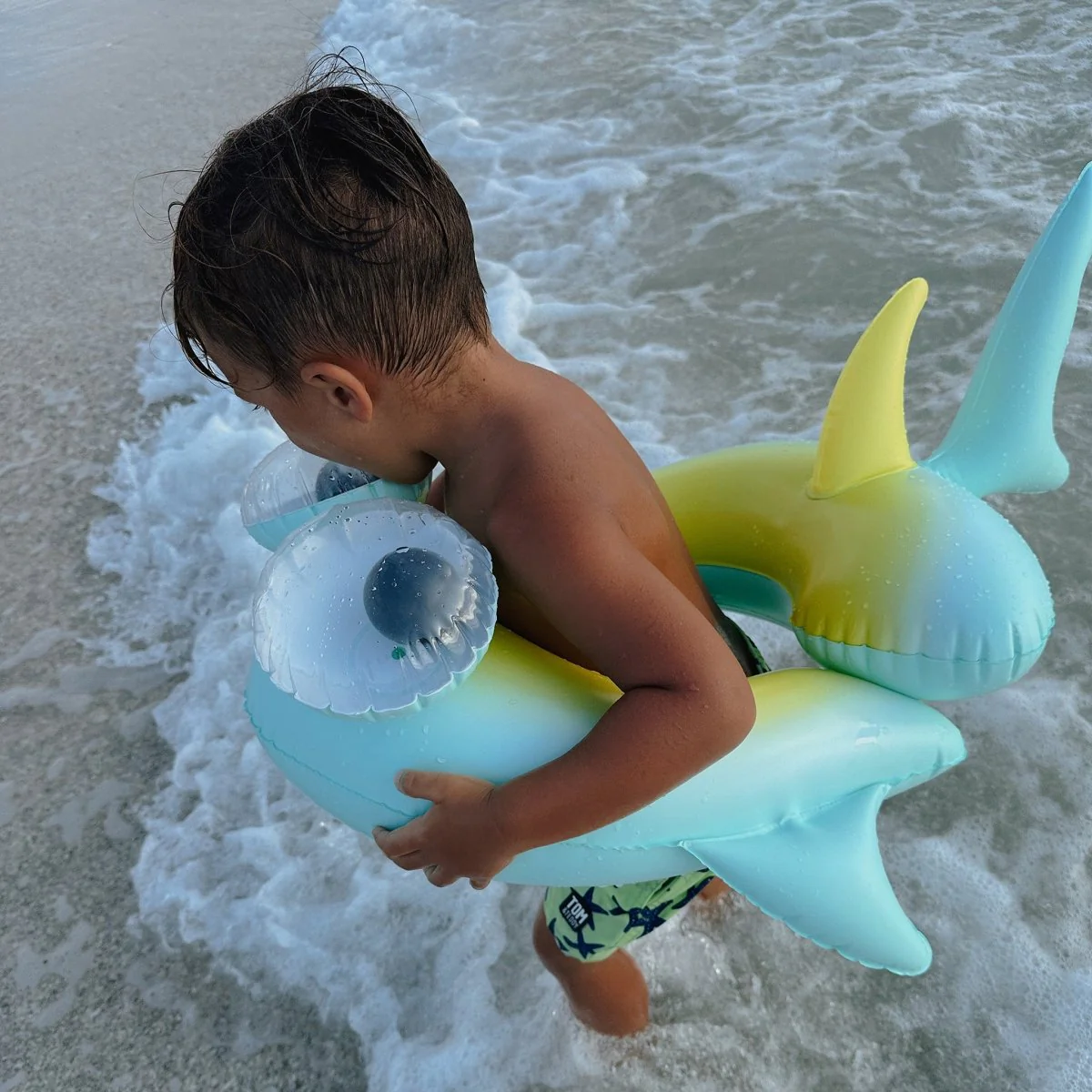 Kids Tube Pool Ring - Salty the Shark Blue - Image 4
