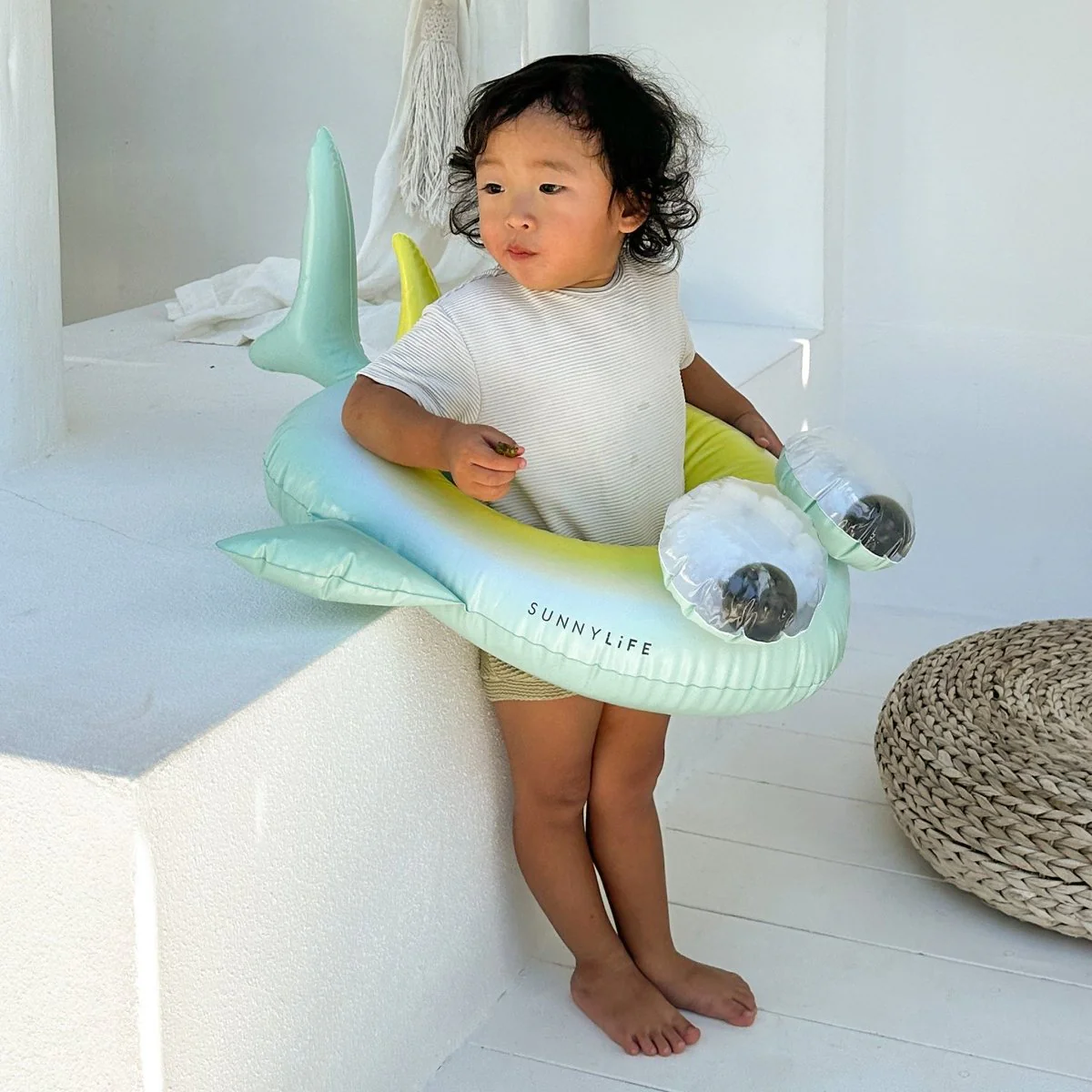 Kids Tube Pool Ring - Salty the Shark Blue - Image 5