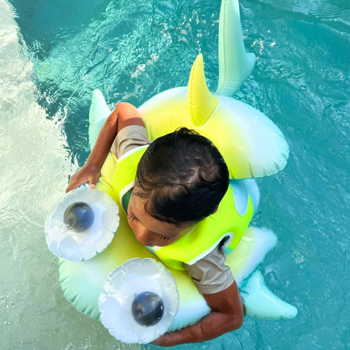 Kids Tube Pool Ring - Salty the Shark Blue - Image 6