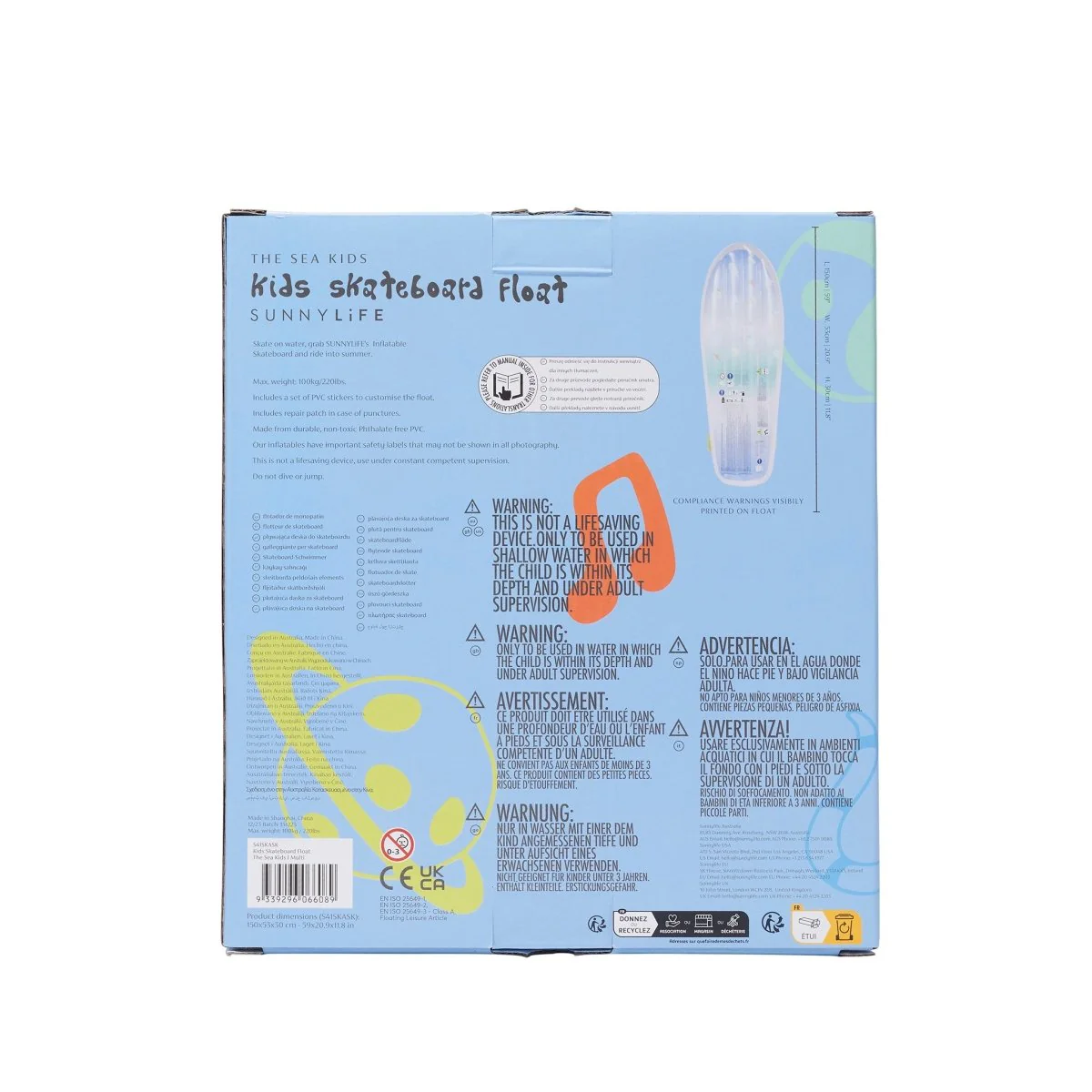 Kids Skateboard Float - Blue - Image 8