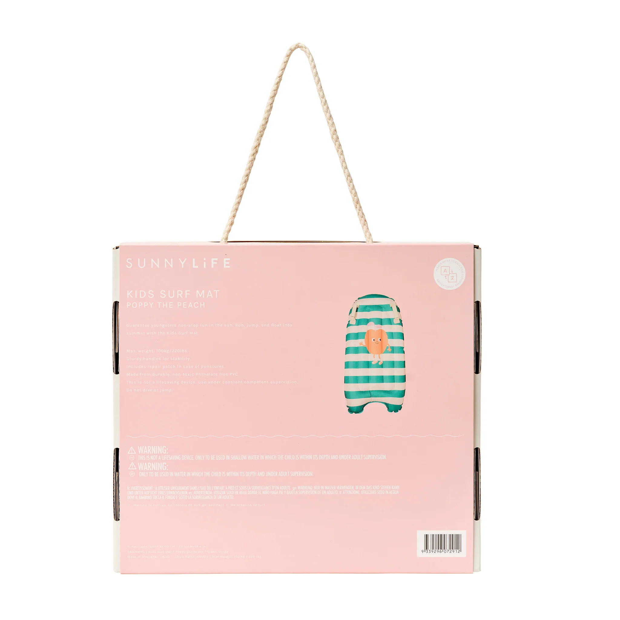 Kids Surf Mat - Poppy the Peach Green Stripe - Image 12
