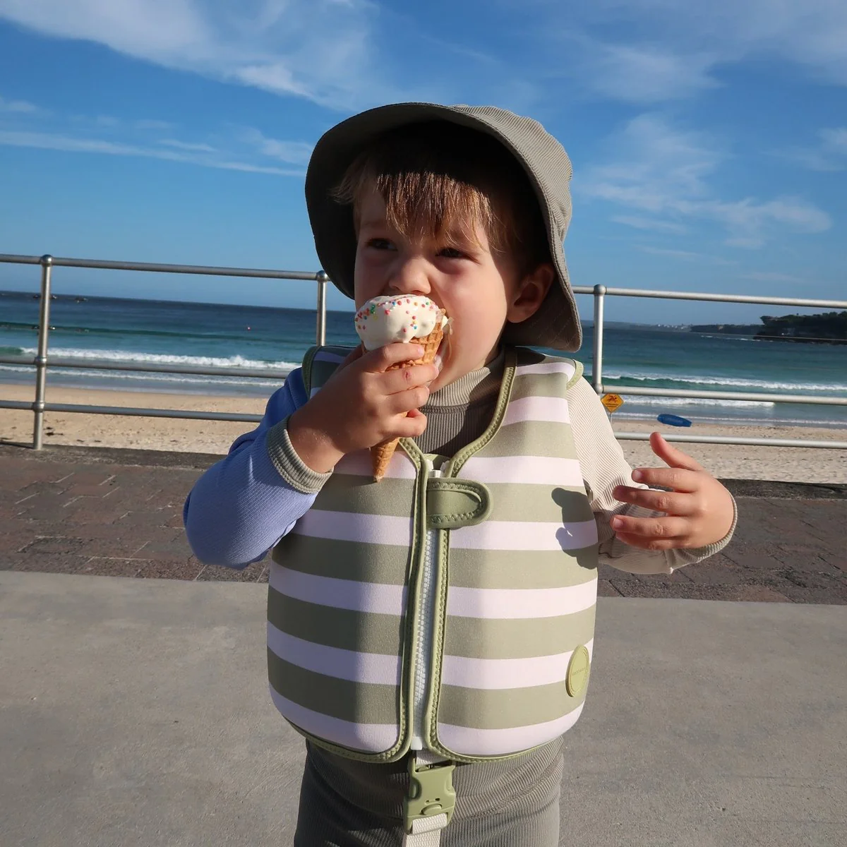 Kids Swim Vest 2-3 - Into the Wild Green Stripe - Image 5