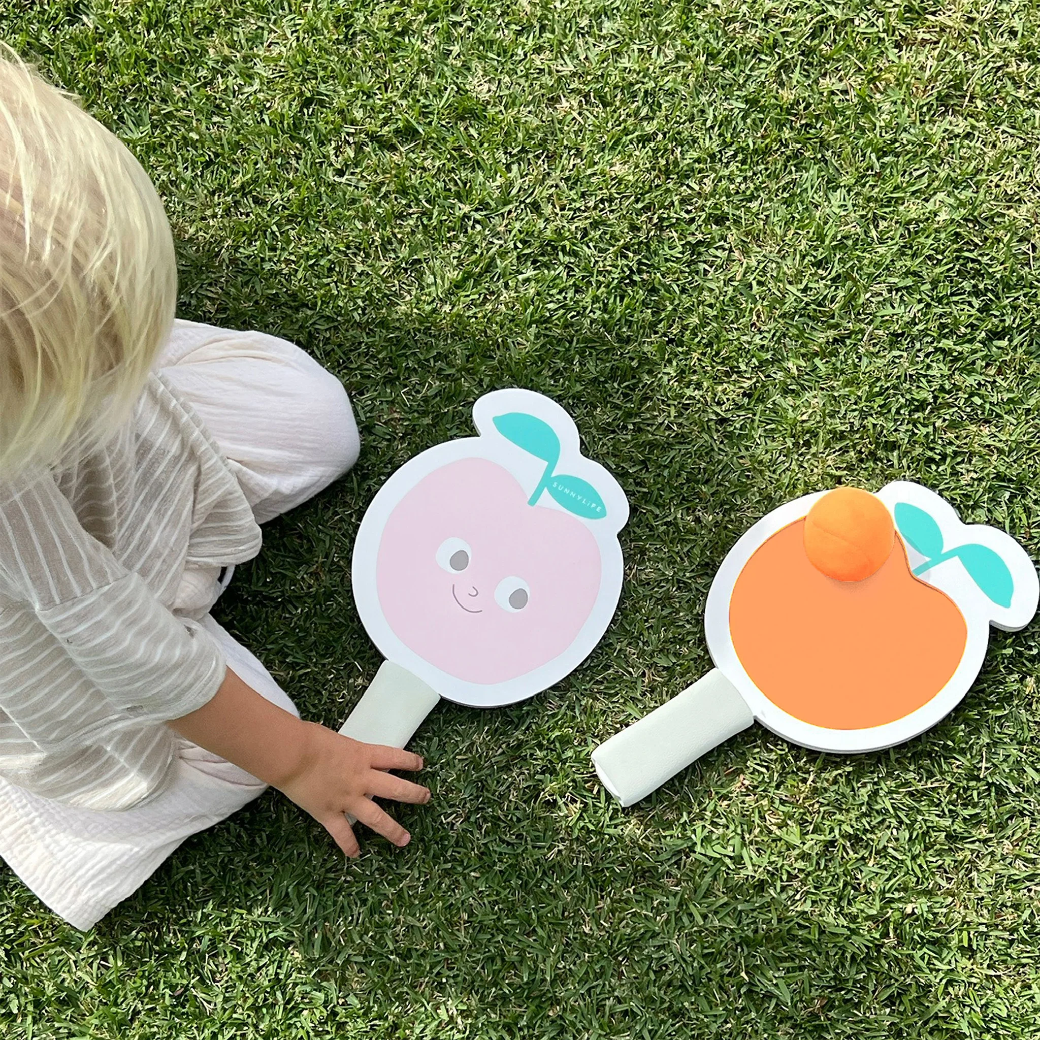 Kids Velcro Beach Bats - Poppy the Peach Multi - Image 2