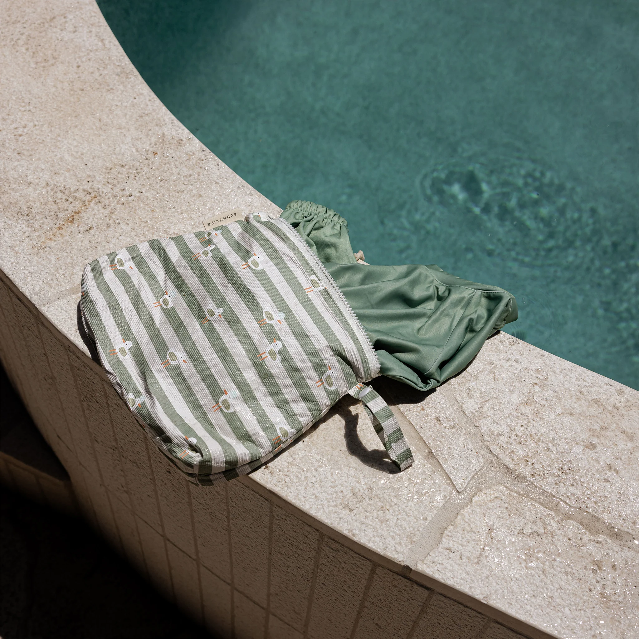Kids Wet Bag - Sammy the Seagull Green Stripe - Image 2