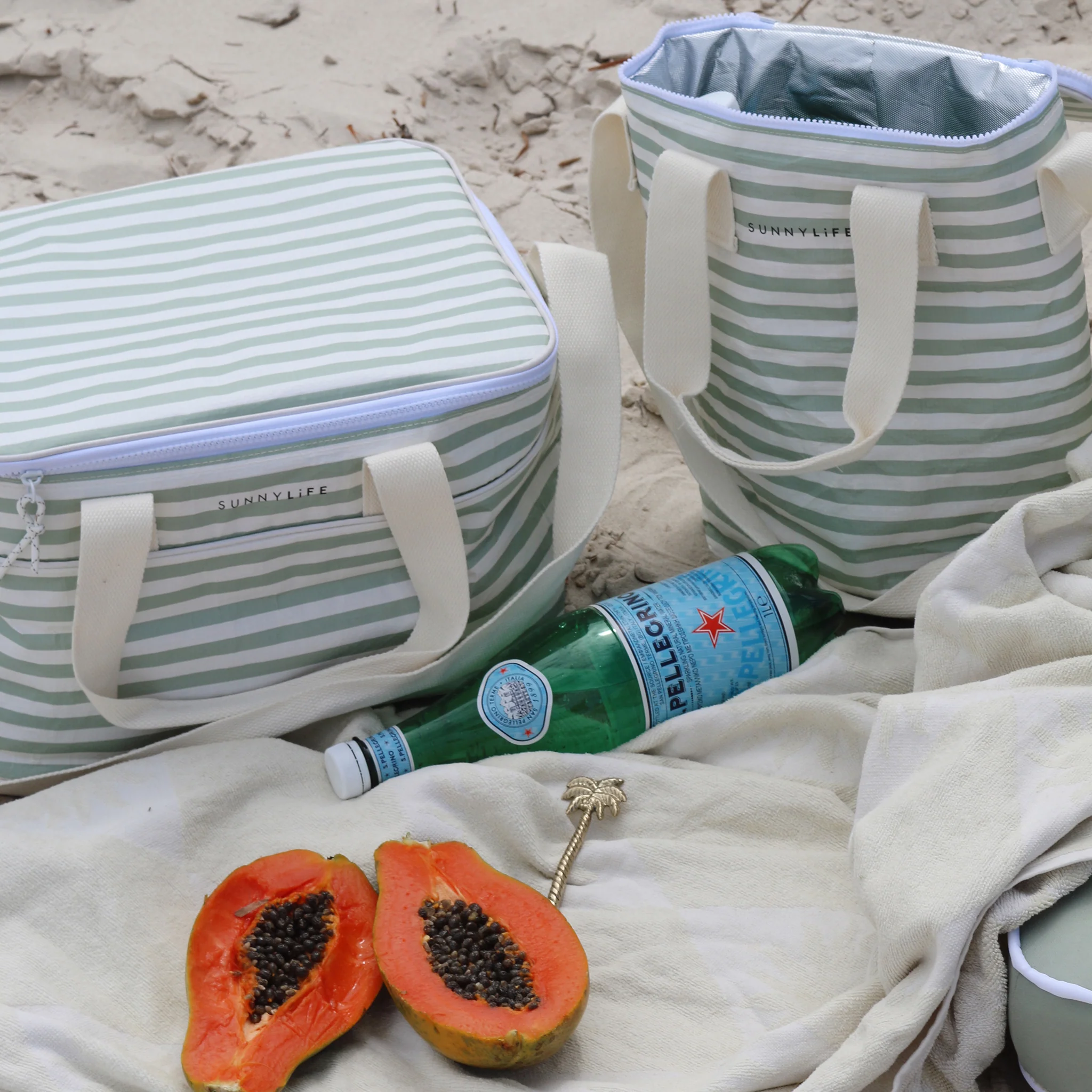 Light Cooler Drinks Bag - Sea Sage Stripe - Image 3