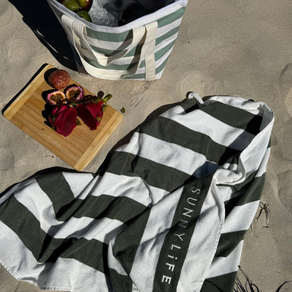 Light Cooler Tote - La Palma Sage Stripe - Image 3