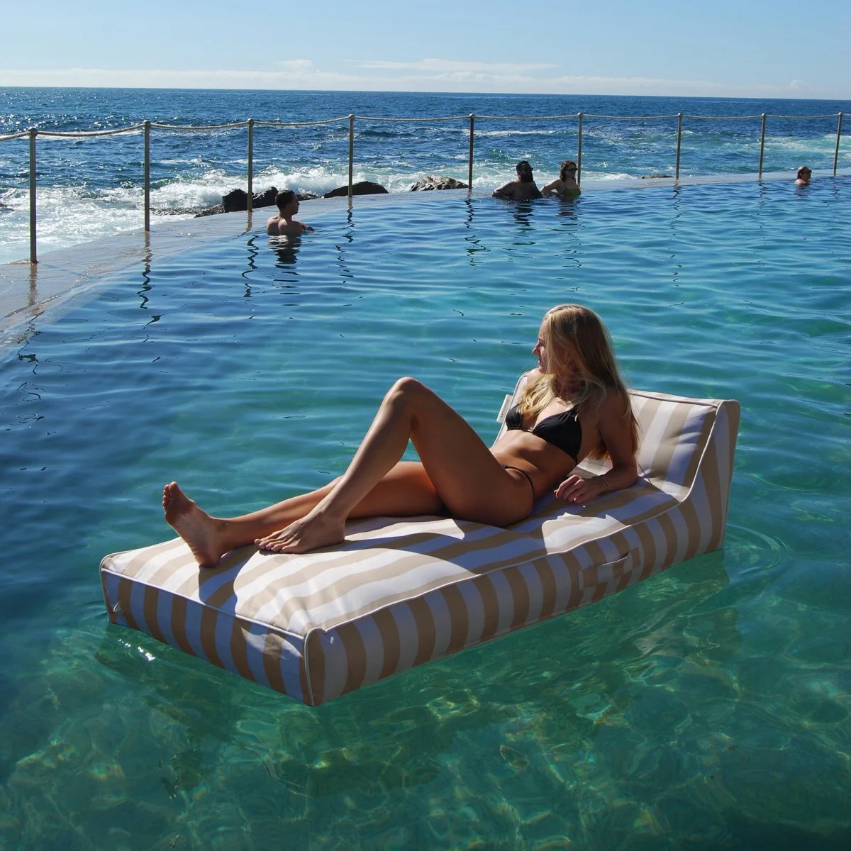 Luxe Lie-On Lounger - Oyster Stripe - Image 2