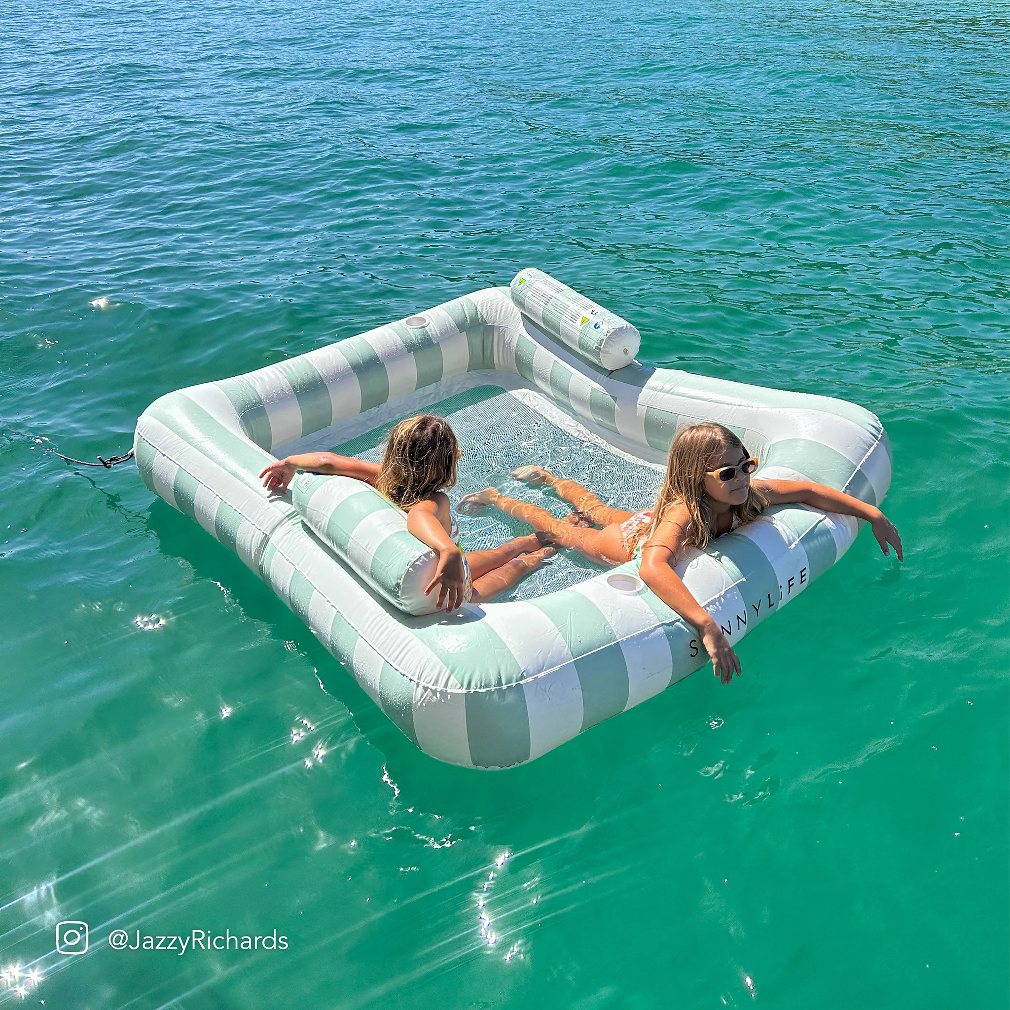 Luxe Twin Hammock Float - The Vacay Olive Stripe - Image 4