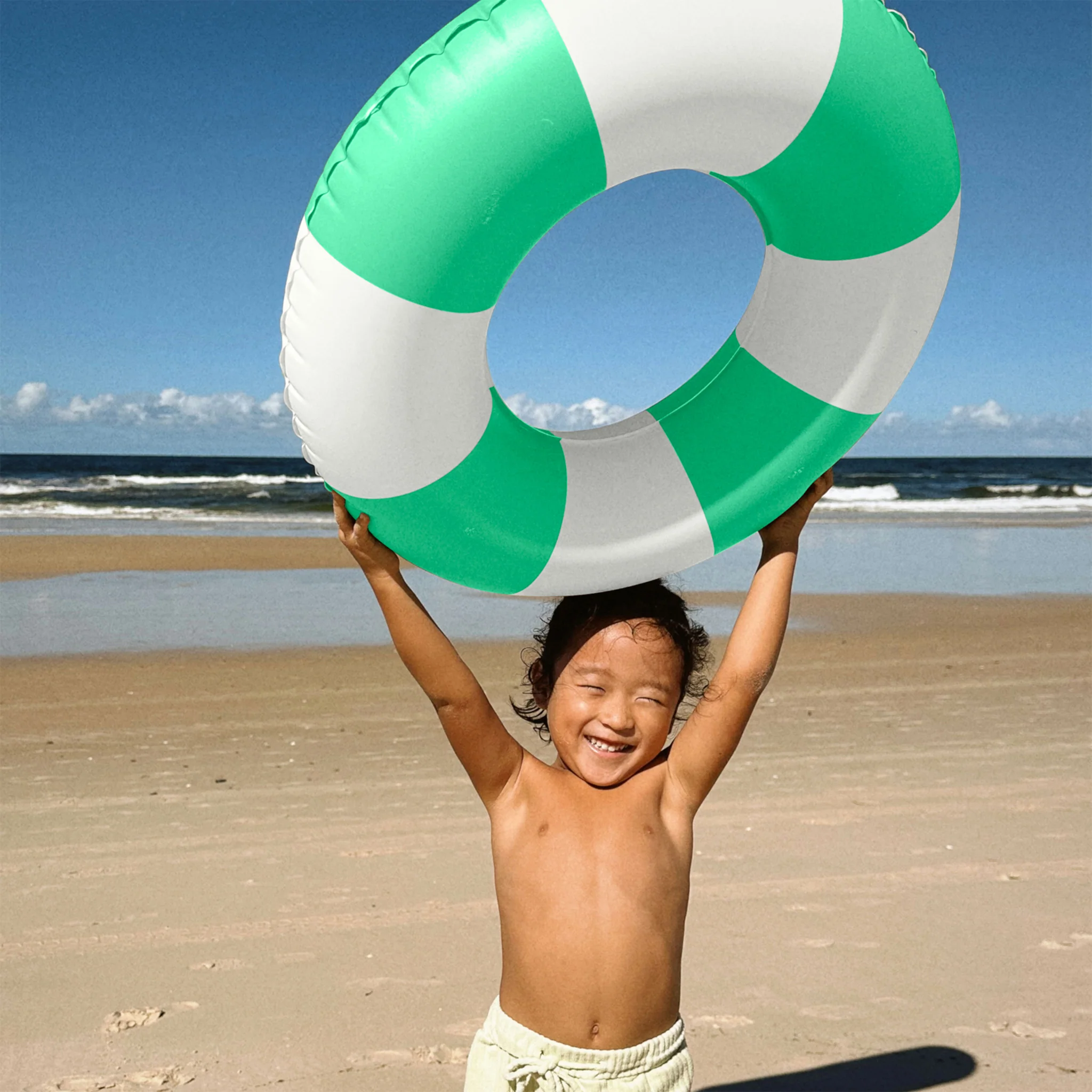 Mini Tube Pool Ring - Green Stripe - Image 4