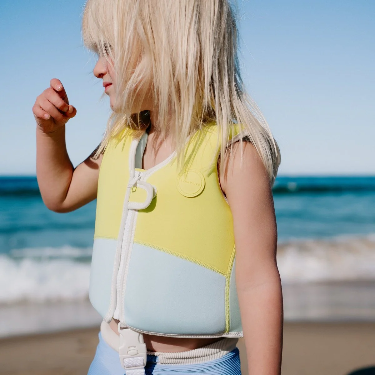 Kids Swim Vest 2-3 - Salty The Shark Neon Yellow - Image 5