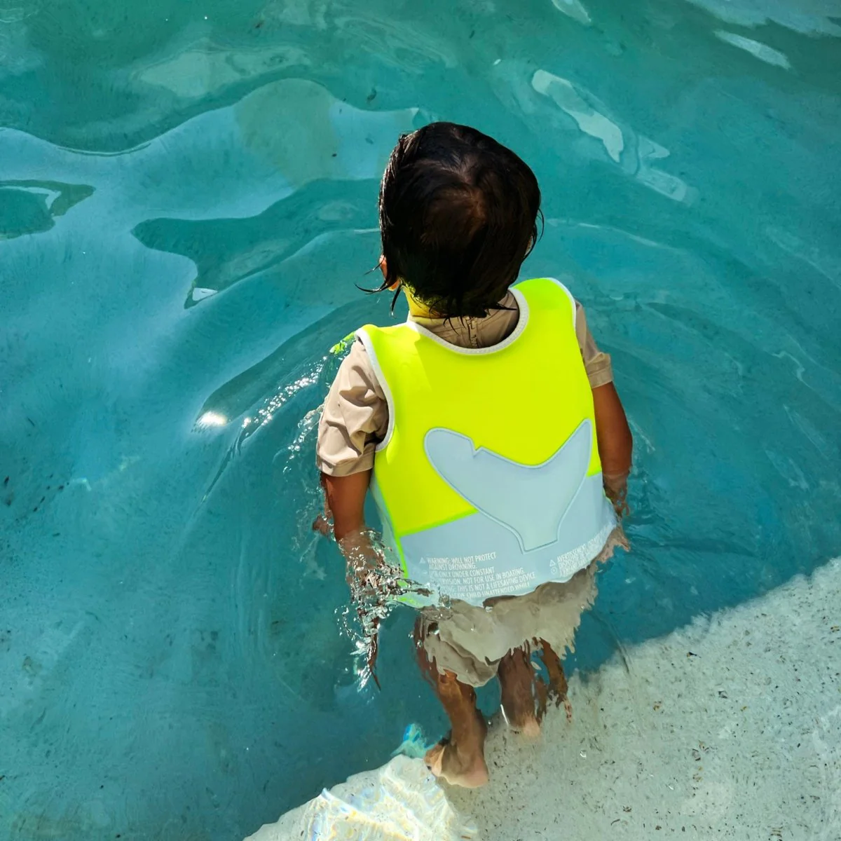 Kids Swim Vest 3-6 - Salty The Shark Neon Yellow - Image 3