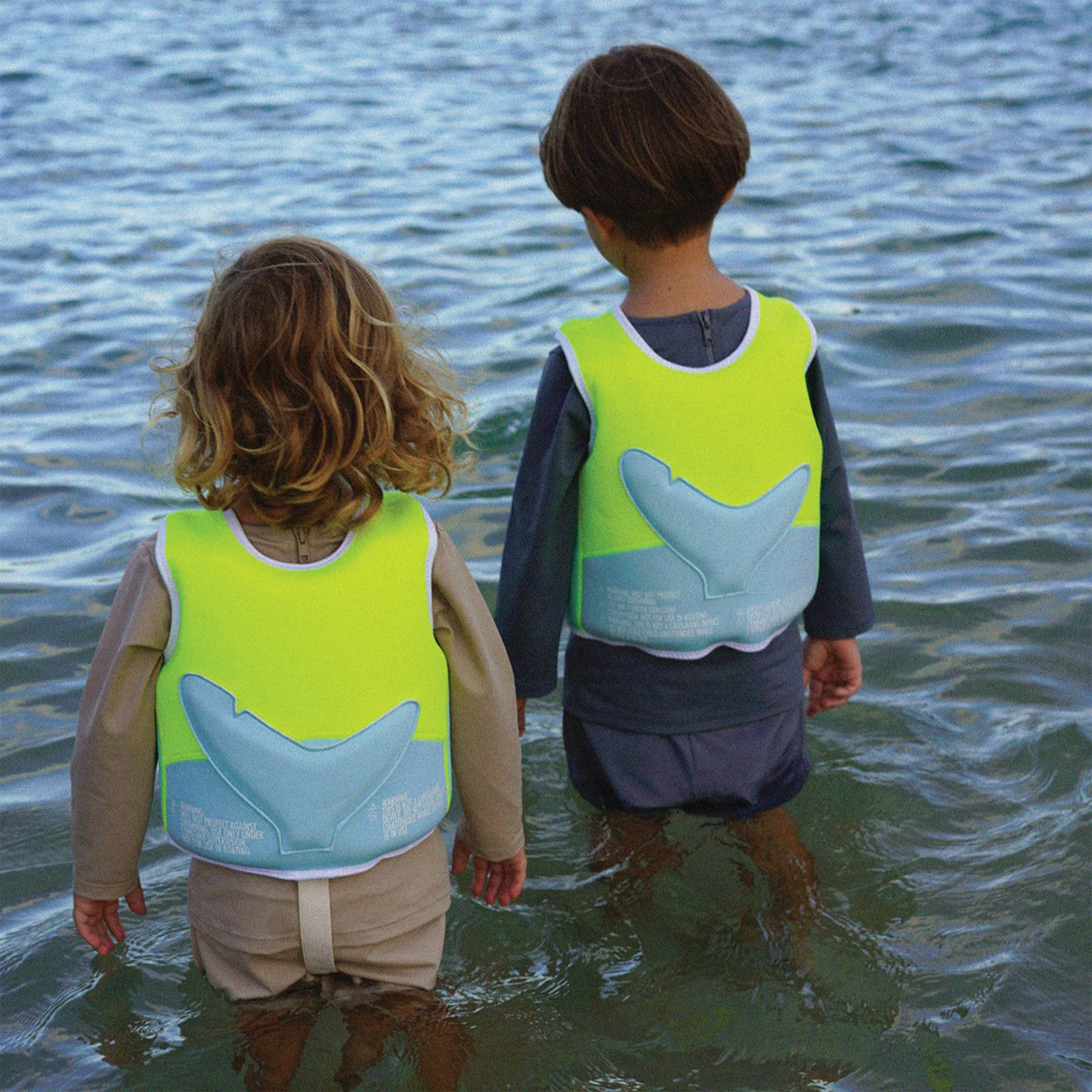 Kids Swim Vest 3-6 - Salty The Shark Neon Yellow - Image 4