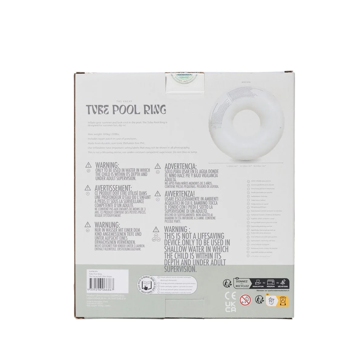 Tube Pool Ring - The Vacay Soft Olive Stripe - Image 10